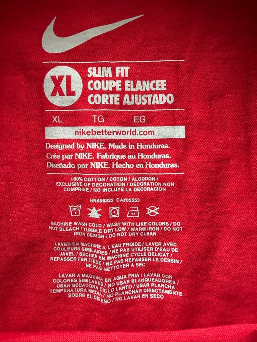 Nike Women's Red Short-Sleeve Team Tee with White Number - Picture 5 of 6